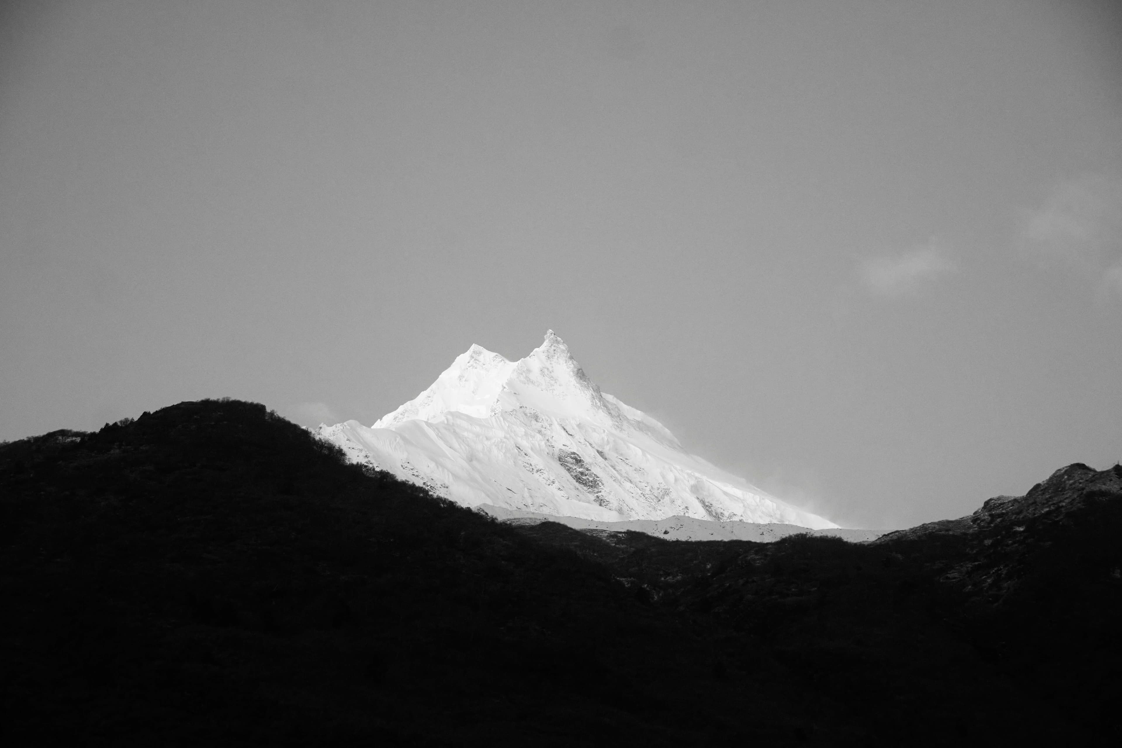 Manaslu seen above hills